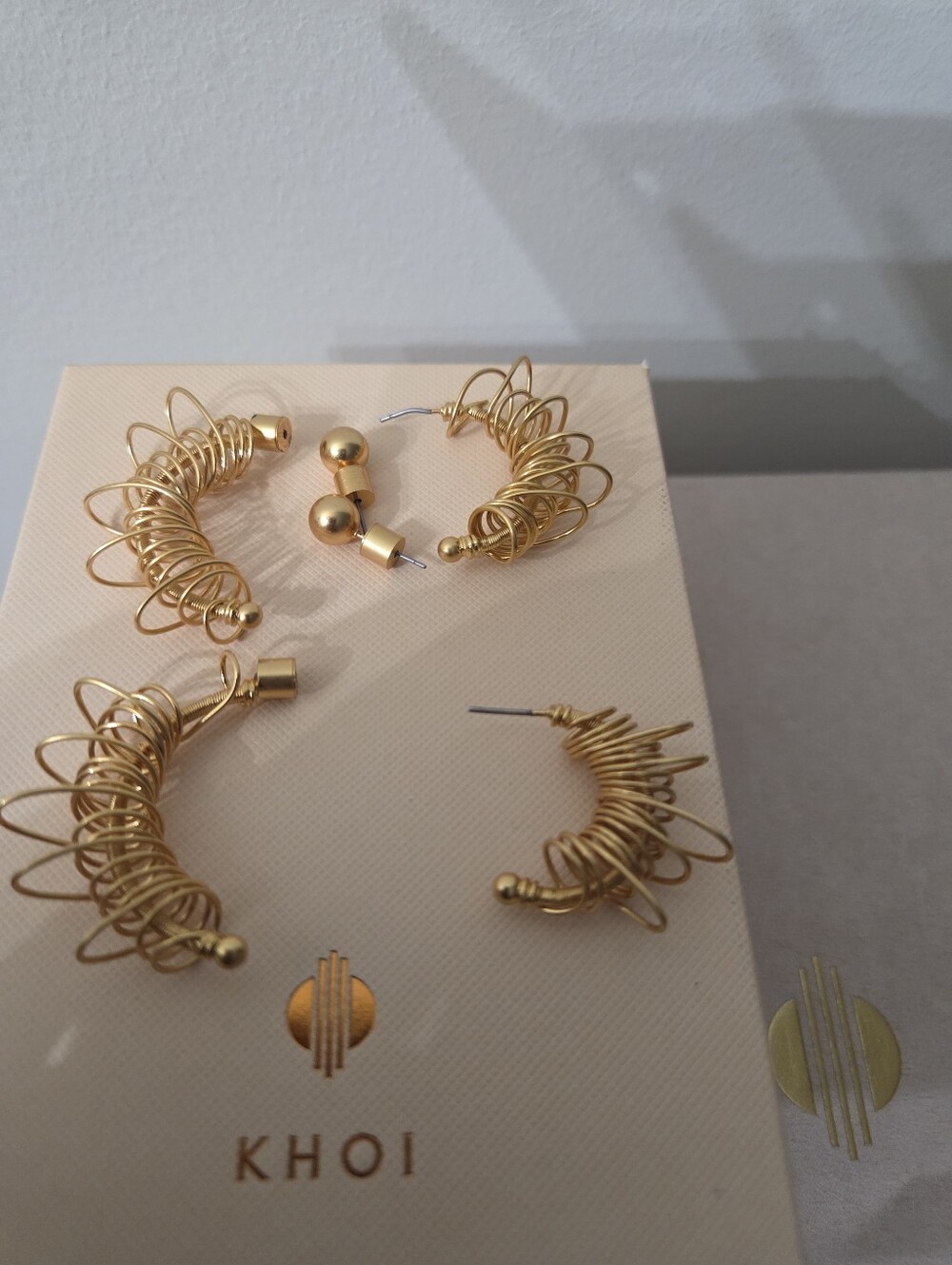 MUDI Khoi Gold Statement Hoop Earrings SMALL, Tip Is SLIGHTLY BENT